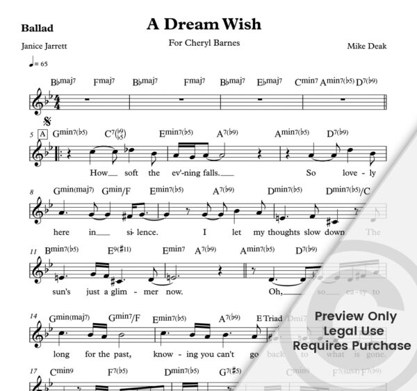 "A Dream Wish" for Cheryl Barnes - Mike Deak / Janice Jarrett