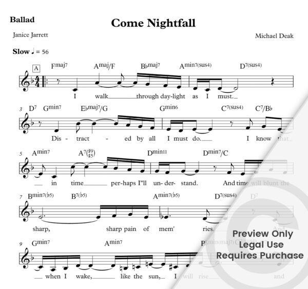 "Come Nightfall" Michael Deak / Janice Jarrett