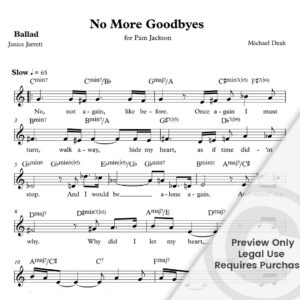 "No More Goodbyes" for Pam Jackson - Michael Deak / Janice Jarrett