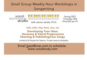 Small Group Weekly Hour Workshops in Songwriting